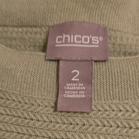 Chico's Green Boxy Ribbed Sweatshirt Tunic - Picture 2 of 12